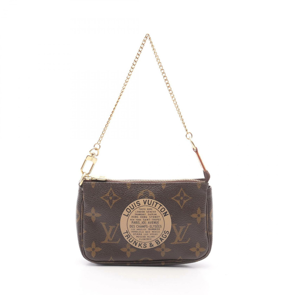 Louis Vuitton Pochette Accessoires Monogram TB Handbag Canvas Leather Brown